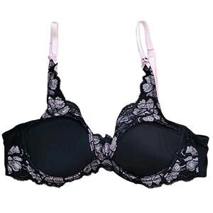 Adore Me Black Sweet Lilac Underwire Push Up Balconette Bra Sz 34C